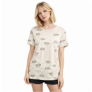 CHASER short sleeve womens tee distressed lips all over print size large